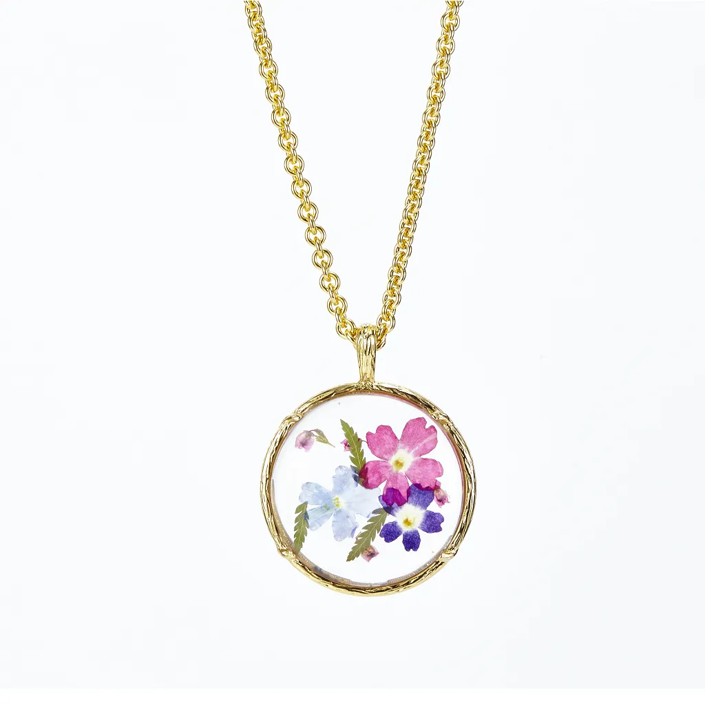 Bloom Bloom Round Flower Pendant (Real Flowers)