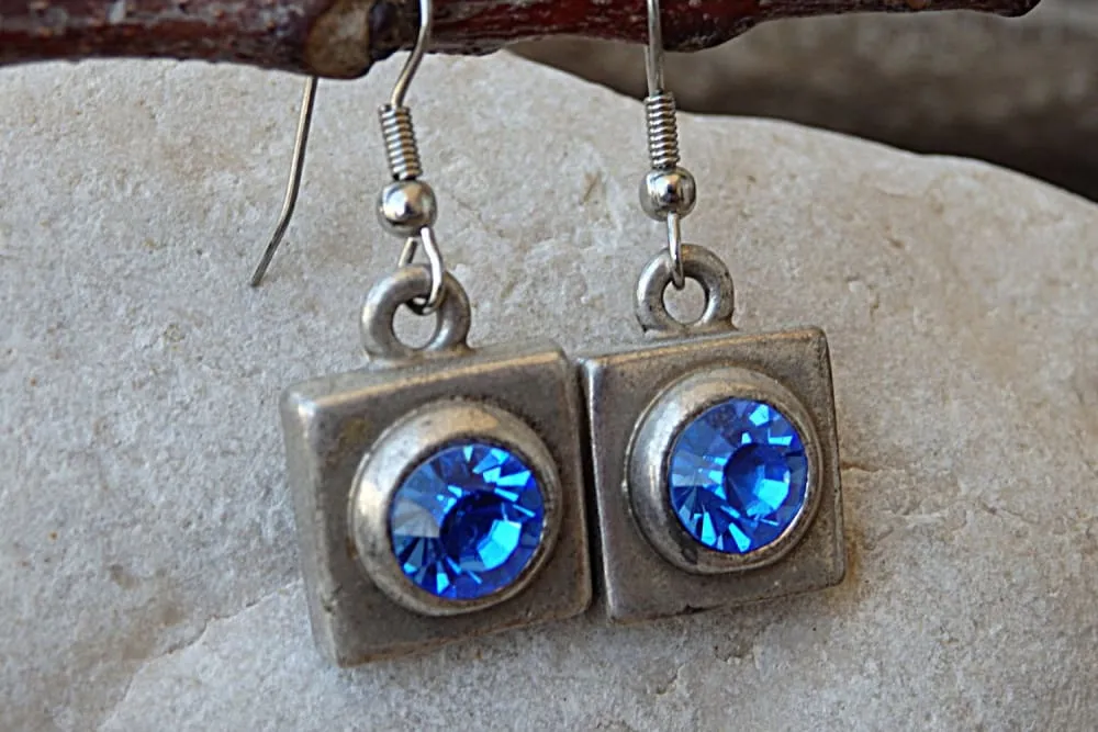 Blue Rhinestone Rebeka Earrings