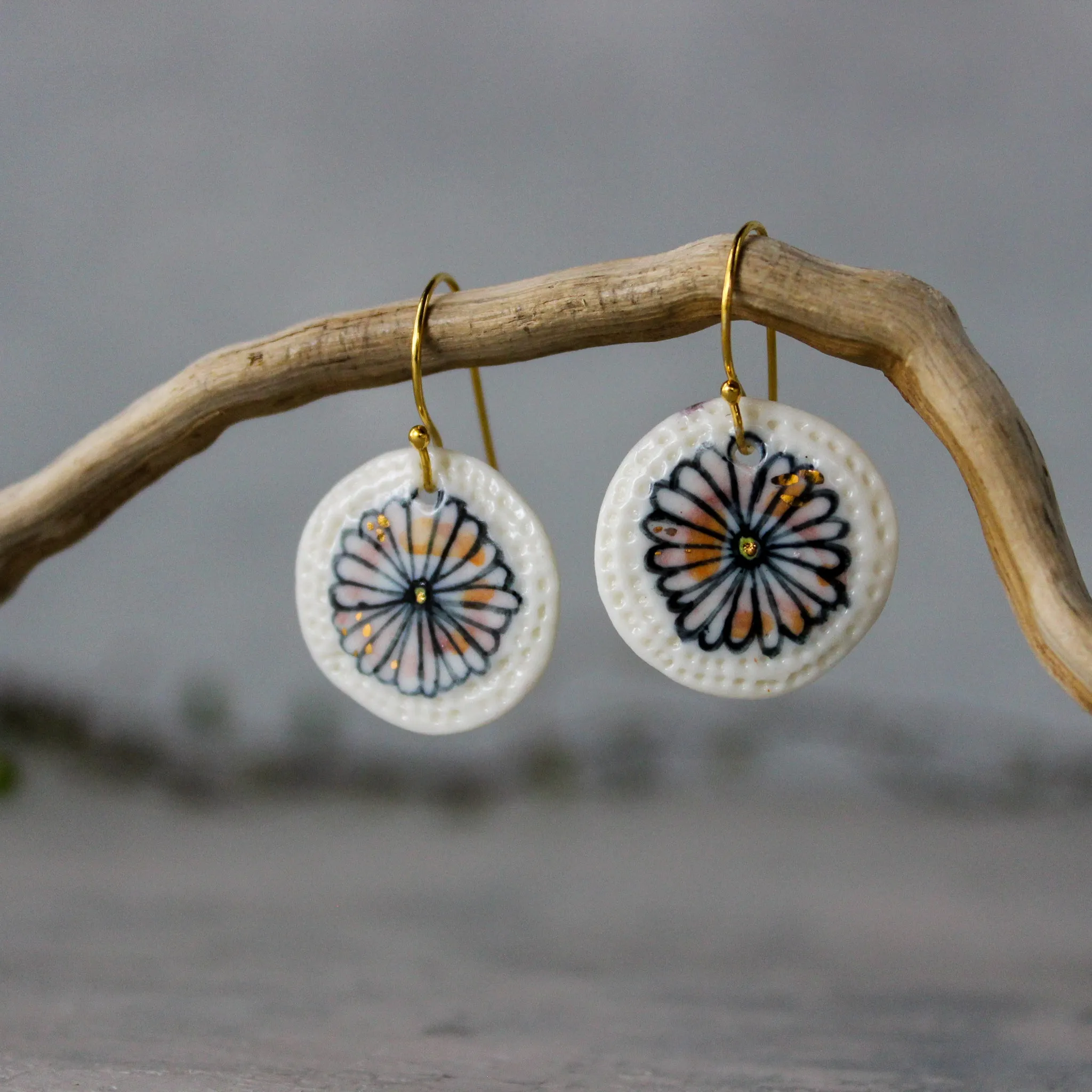 Ceramic Earrings Indigo Flower