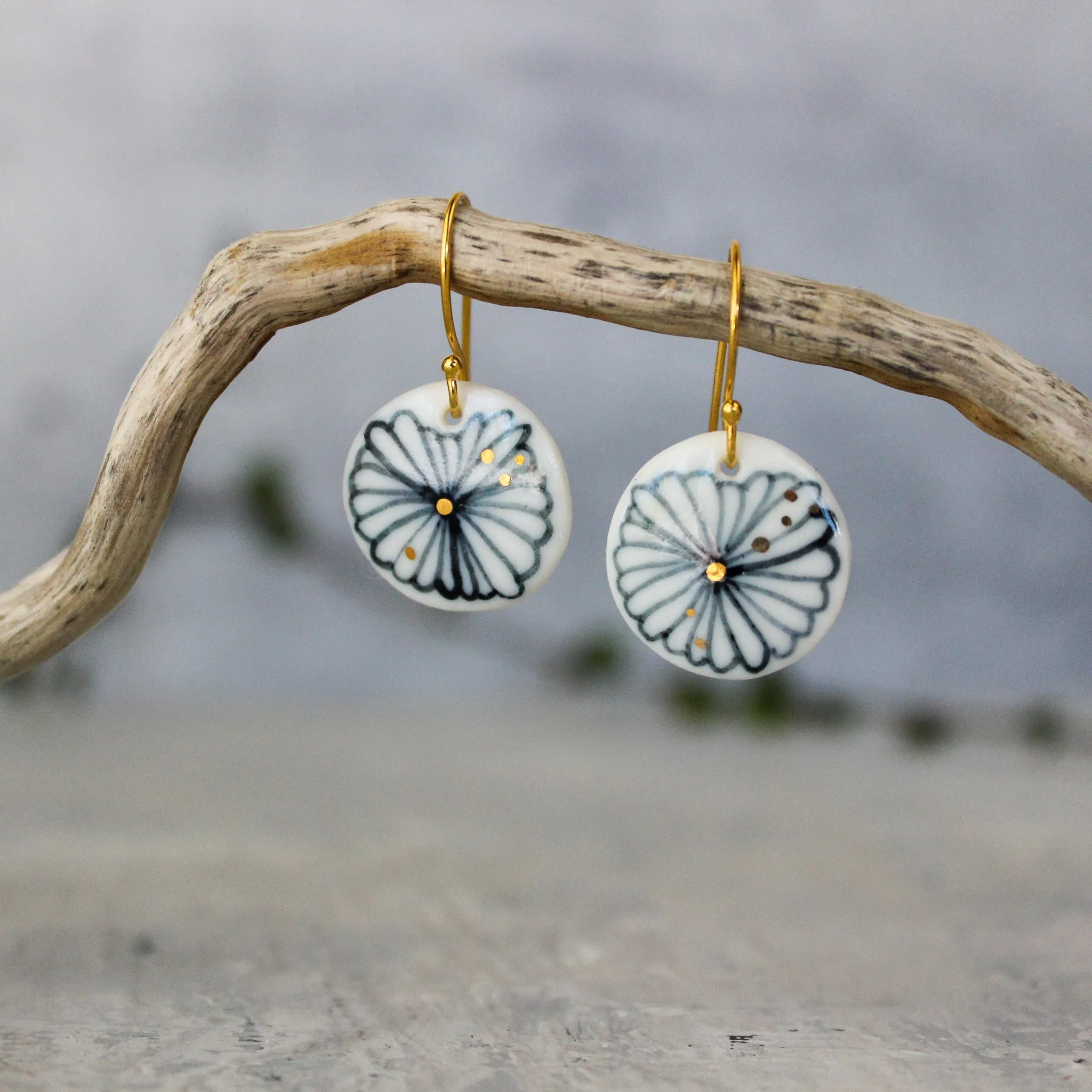 Ceramic Earrings Indigo Flower