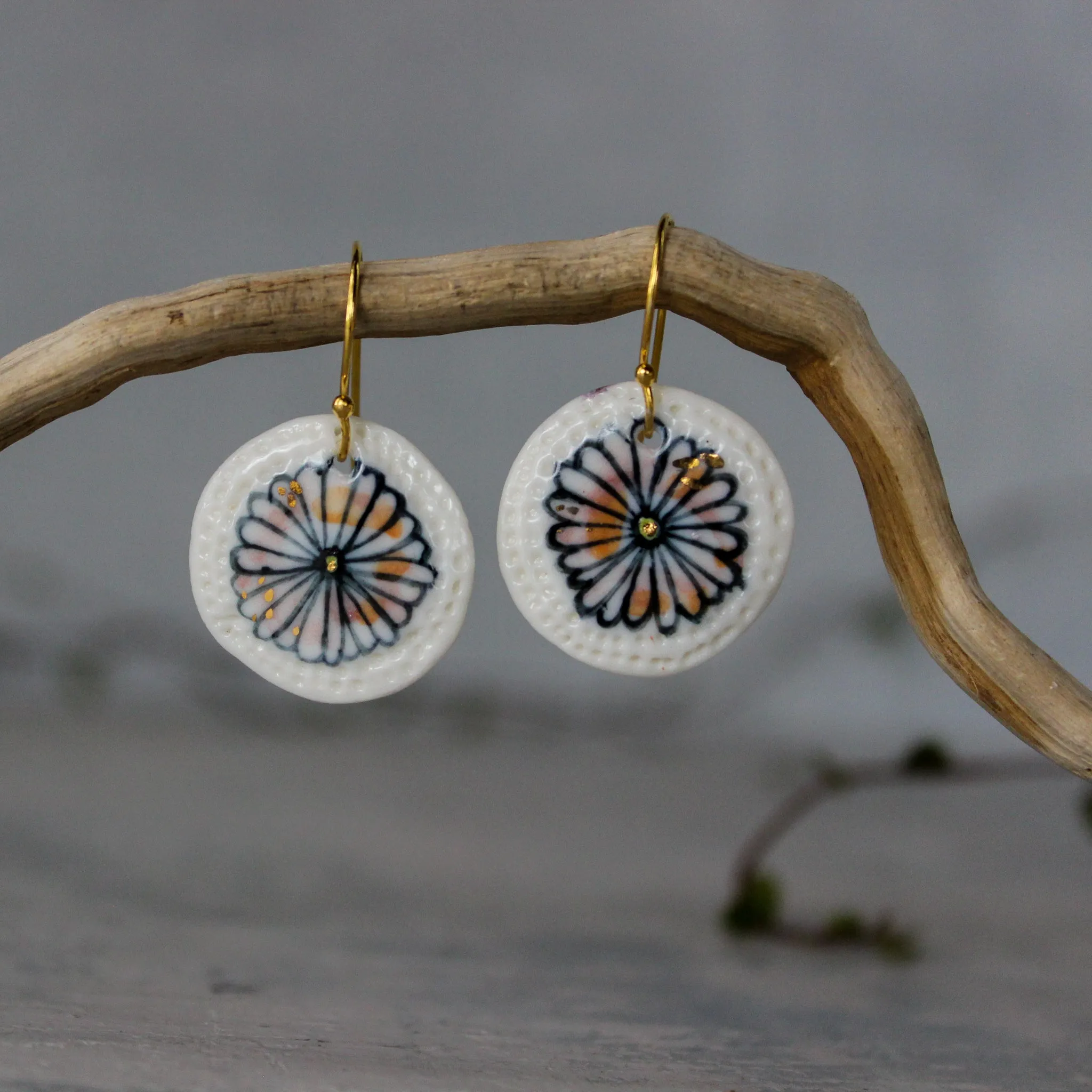 Ceramic Earrings Indigo Flower