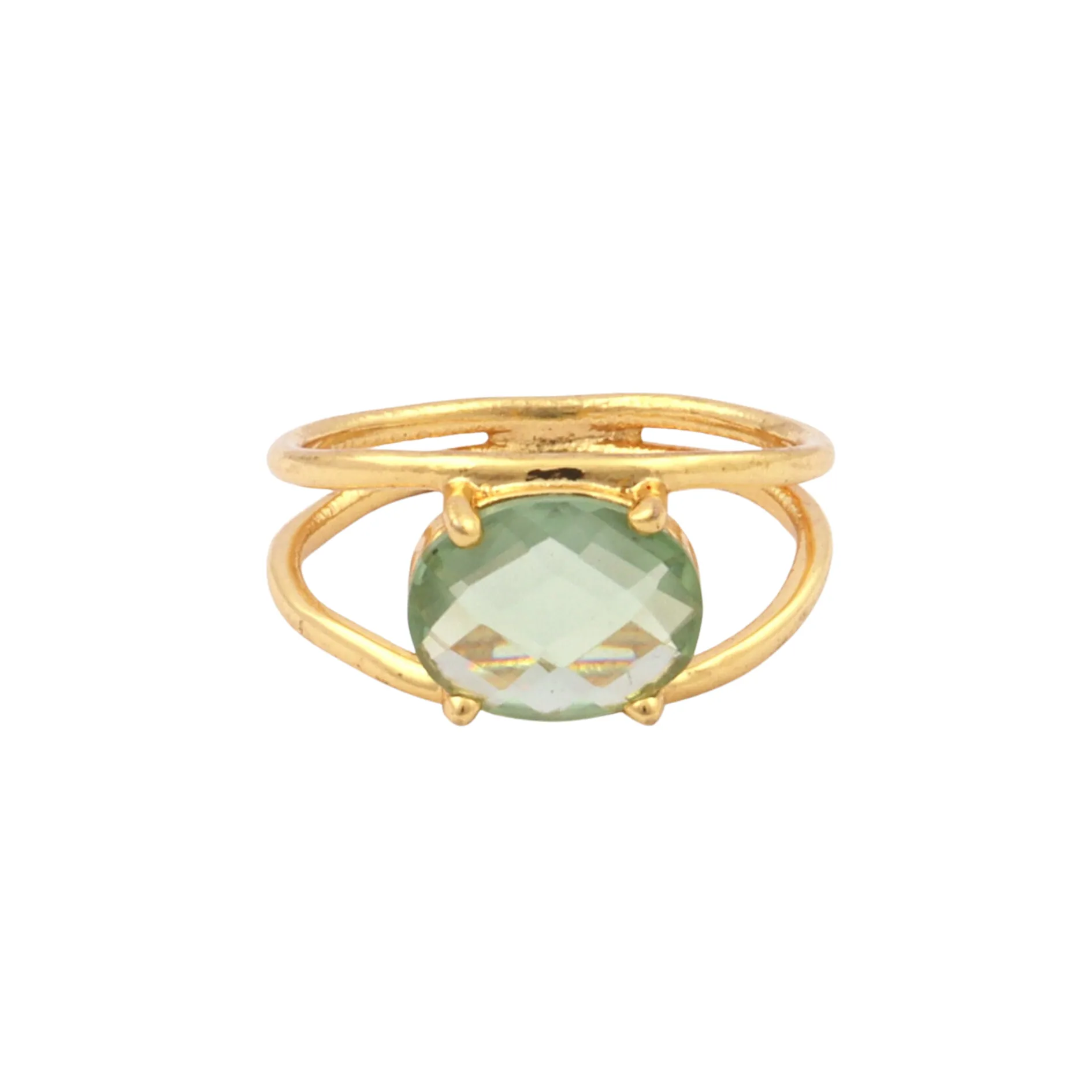 Charlotte Gold Ring in Green Amethyst