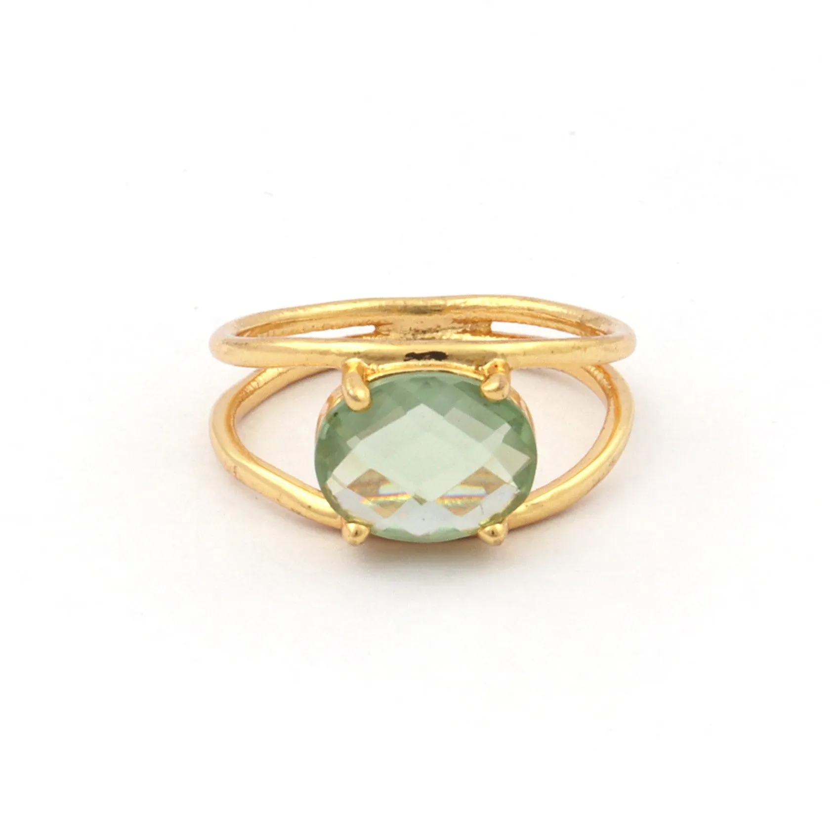 Charlotte Gold Ring in Green Amethyst