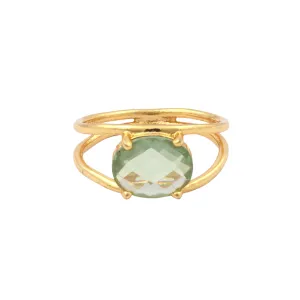 Charlotte Gold Ring in Green Amethyst