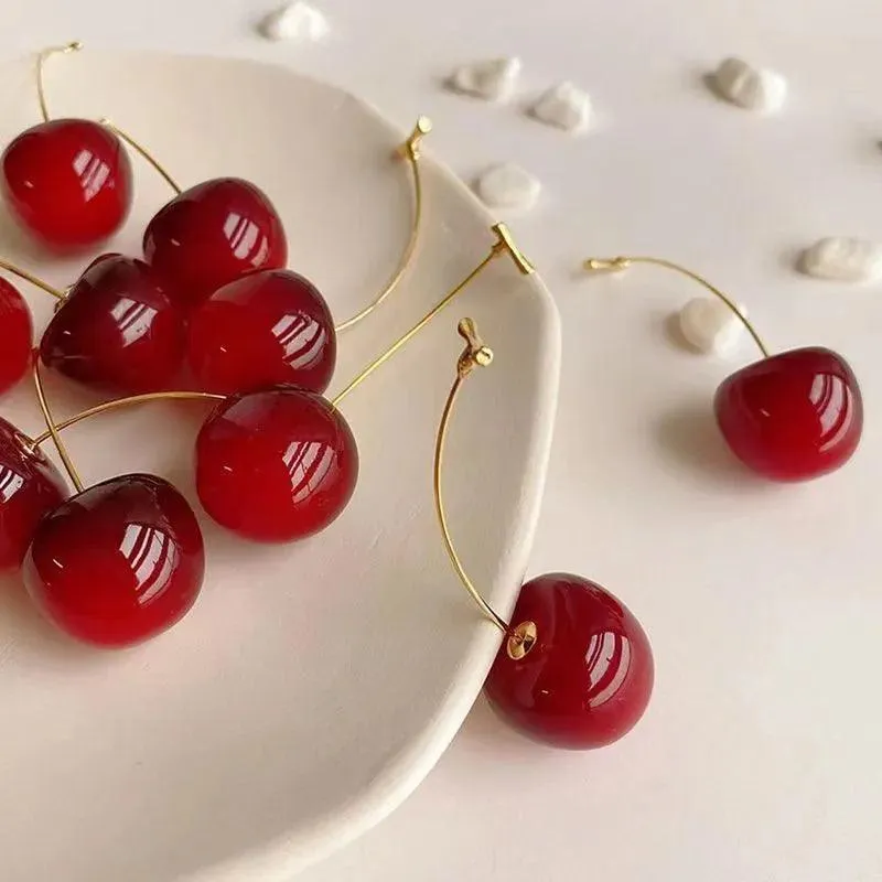 Cherry Drop Earrings: Korean Fruit Jewelry for Fashionable Trendsetters