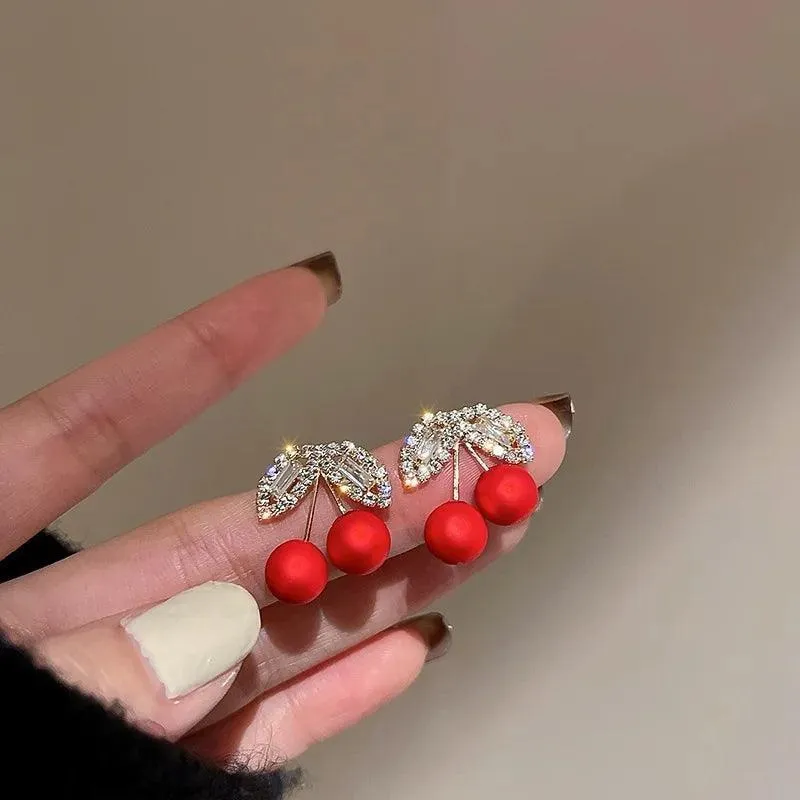 Cherry Drop Earrings: Korean Fruit Jewelry for Fashionable Trendsetters