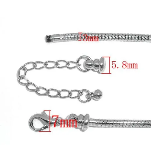 Childrens Kids Bracelet Fits 6- 8 Snake ChainStarter Master Lobster Clasp for European Beads