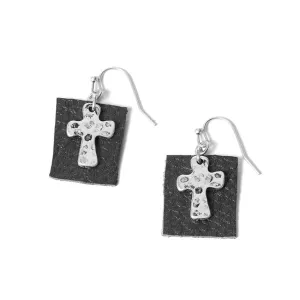 Cross with Leather Earrings - Final Sale