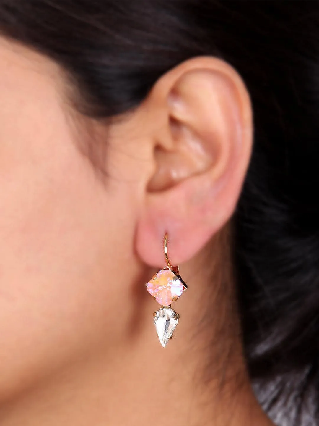 Crystal Bullet Earrings Pink