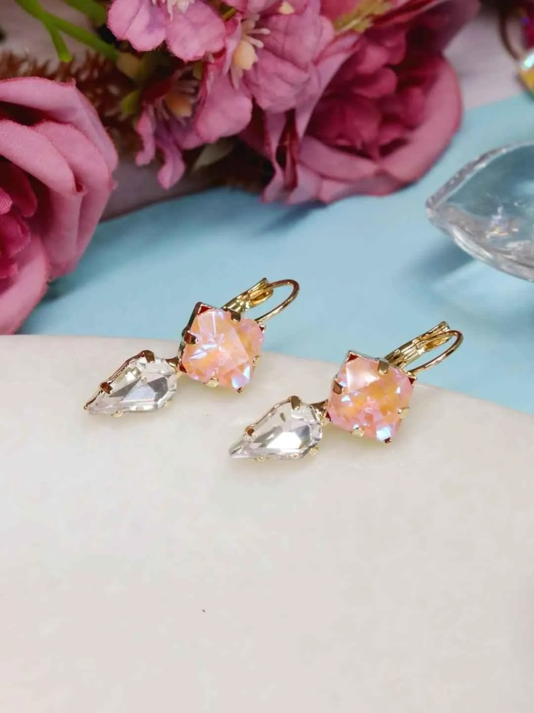 Crystal Bullet Earrings Pink