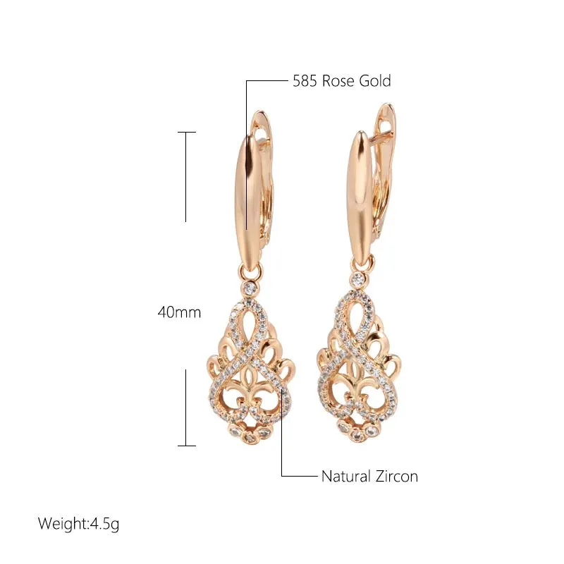 Crystal Flower Dangle Gold Tone Fashion Earrings