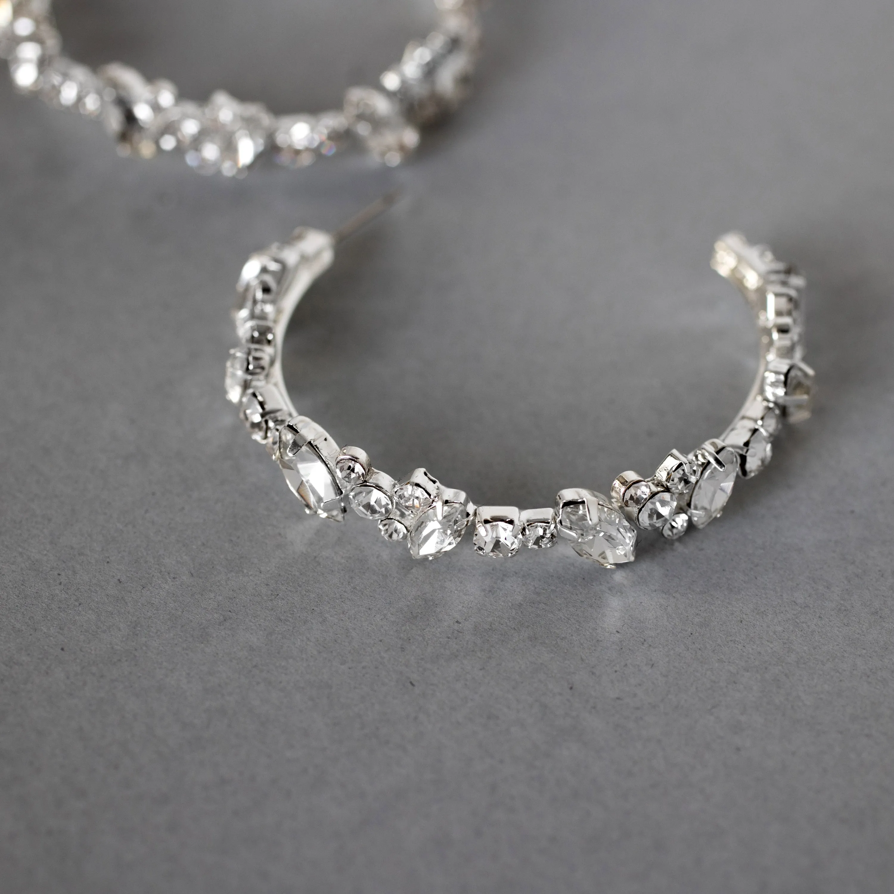 Crystal Pear and Flower Hoop Earrings