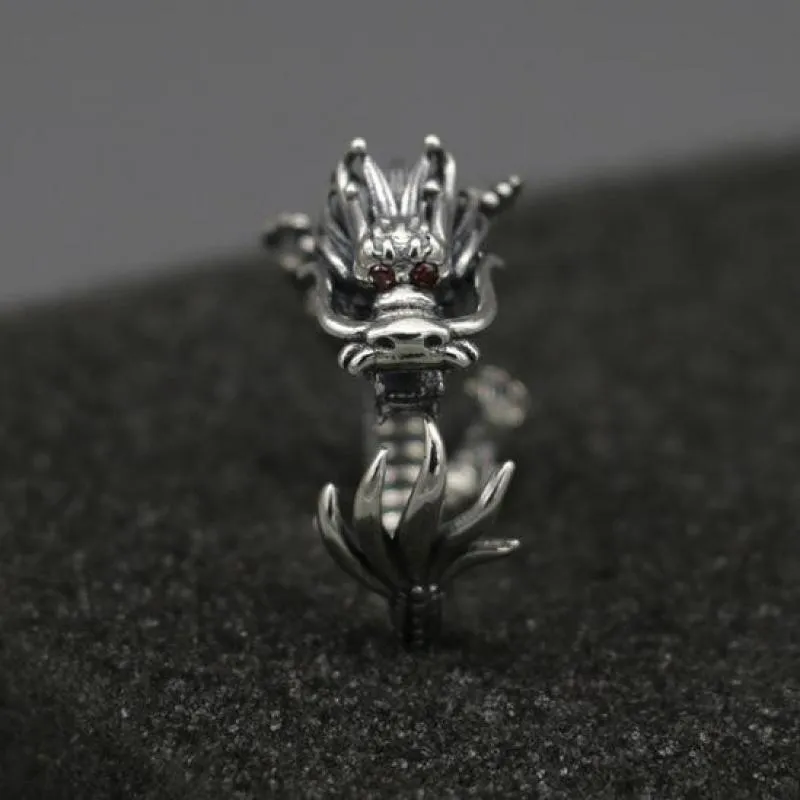 Curving Dragon Design Metal Ring