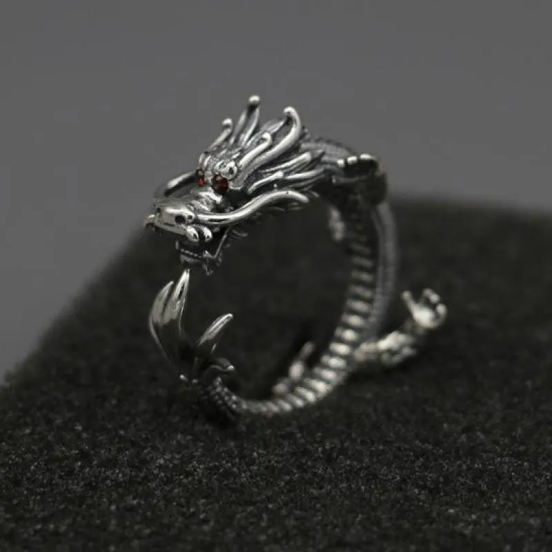 Curving Dragon Design Metal Ring