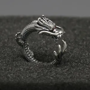 Curving Dragon Design Metal Ring