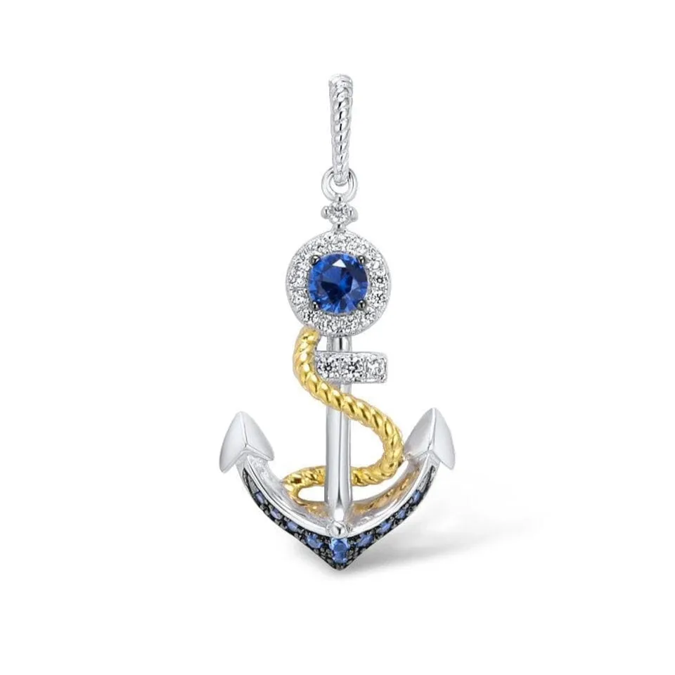 Delicate Anchor with Created Diamonds Pendant