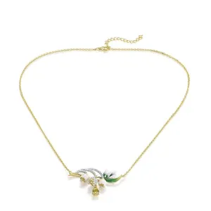 Delicate Enamel Flower with Created Diamond Necklace