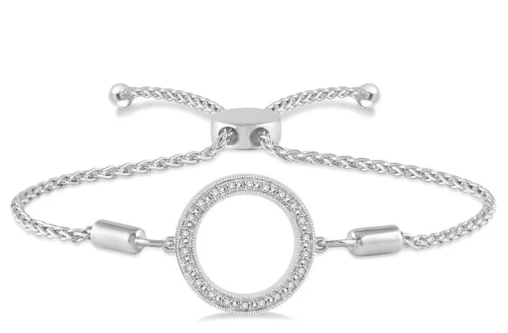 Diamond Circle Adjustable Bracelet in Sterling Silver