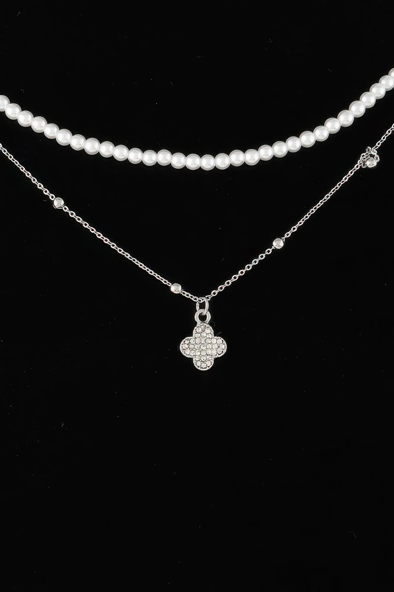 Double Jeweled Clover Necklace