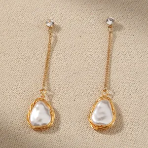 Earrings 925 Silver Earrings Long Pearl Eardrops