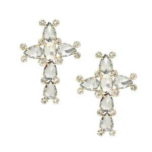 Elegant Gold-tone Cross Stud Earrings for Women – Faith-Inspired Fashion