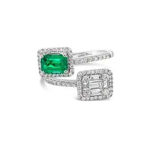 Emerald & Diamonds " Toi & Moi" Ring