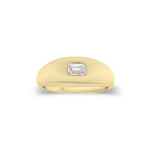 Emerald-Cut Diamond Dome Ring