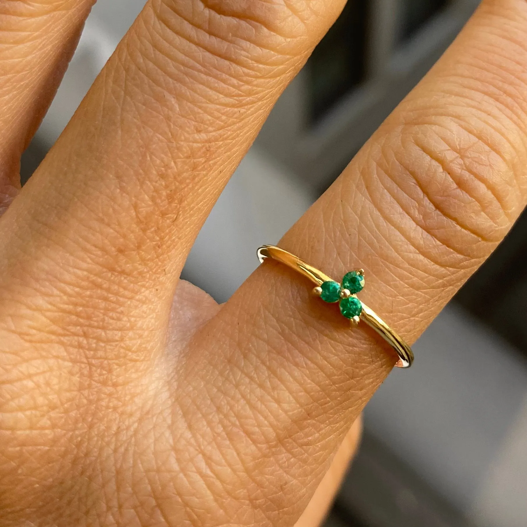 Emerald Triad Ring