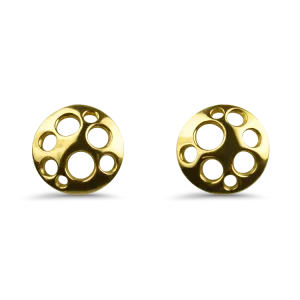 Estate Etienne Perret 18k Yellow Gold Pieced Disc Stud Earrings