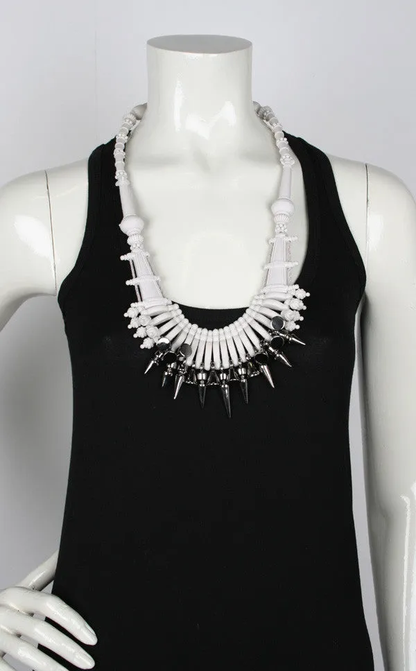 Ethnic Necklace, White