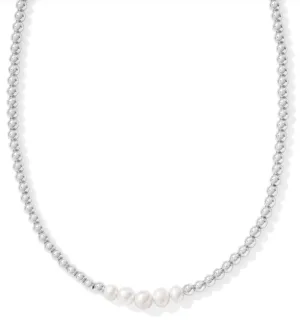 Eve Silver White Pearl Beaded Strand Necklace by Kendra Scott