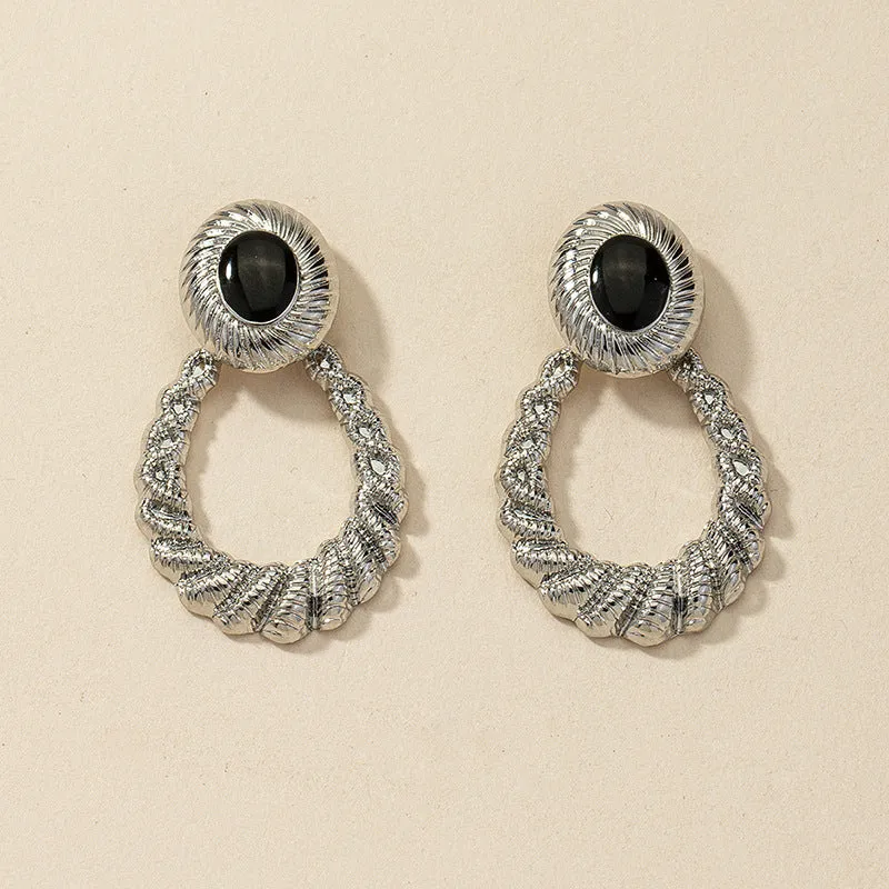 Exquisite European and American Metal Textured Earrings - Fashionable Statement Jewelry