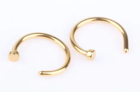 Fashion 2 Pcs Clip on Body Jewelry Nose Lip Ear Fake Piercing Rings Stud Punk Goth False Hoop Earrings Septum Gift