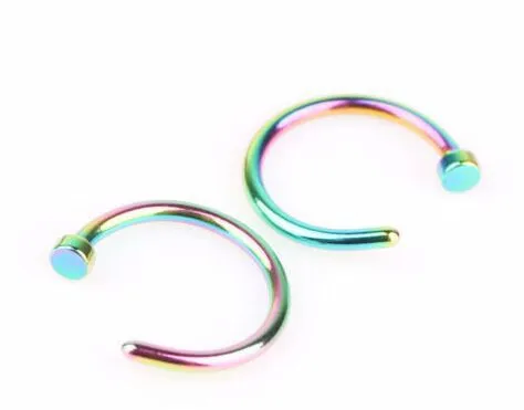 Fashion 2 Pcs Clip on Body Jewelry Nose Lip Ear Fake Piercing Rings Stud Punk Goth False Hoop Earrings Septum Gift