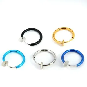 Fashion 2 Pcs Clip on Body Jewelry Nose Lip Ear Fake Piercing Rings Stud Punk Goth False Hoop Earrings Septum Gift