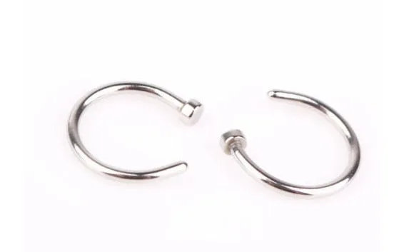 Fashion 2 Pcs Clip on Body Jewelry Nose Lip Ear Fake Piercing Rings Stud Punk Goth False Hoop Earrings Septum Gift