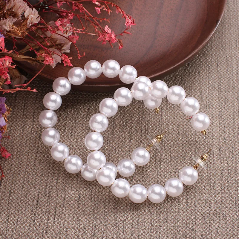 Fashionable Big-name Creative C-shaped Pearl Earrings