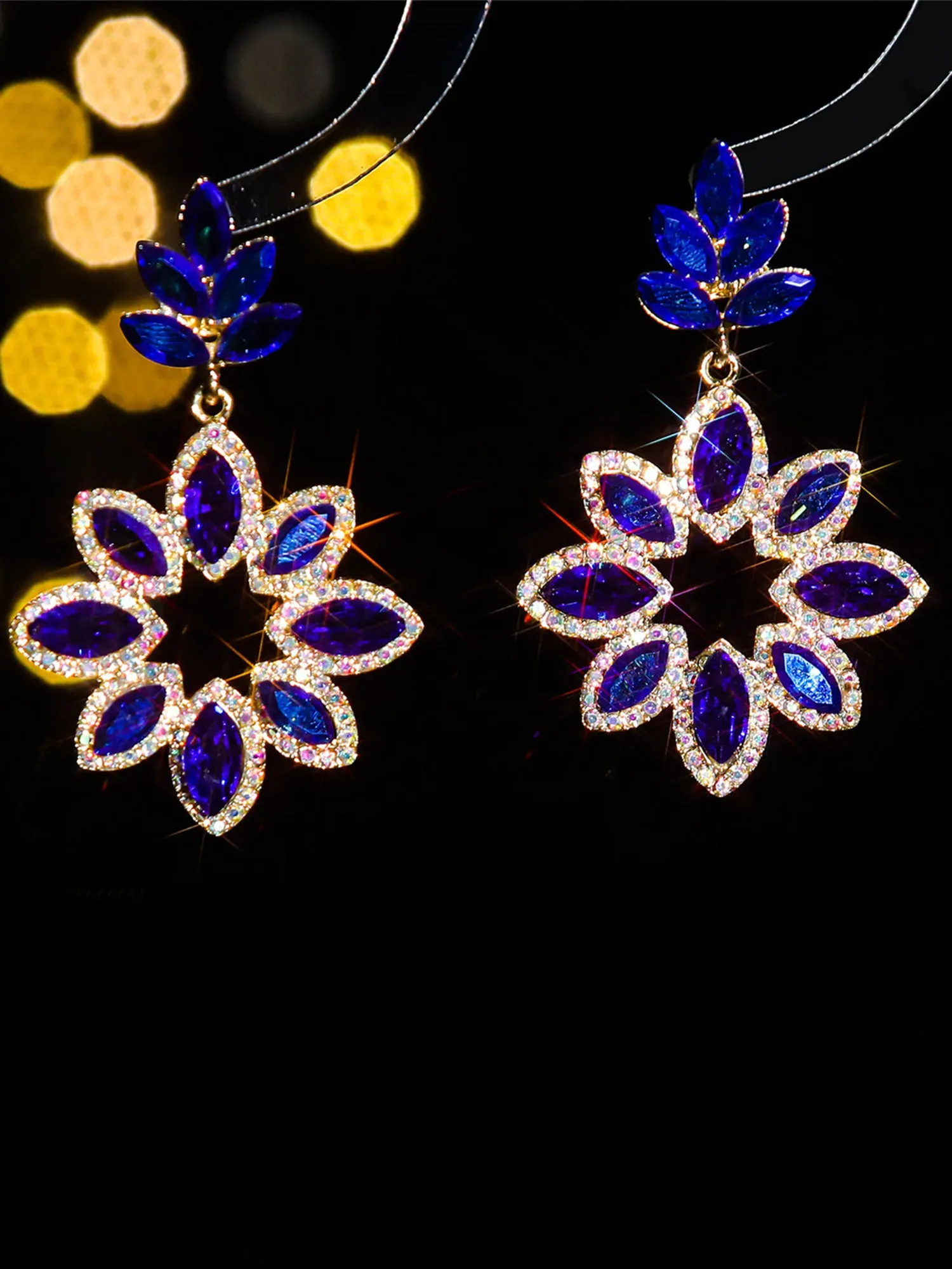 Fashionable Floral Colorful Glass Rhinestone Earrings