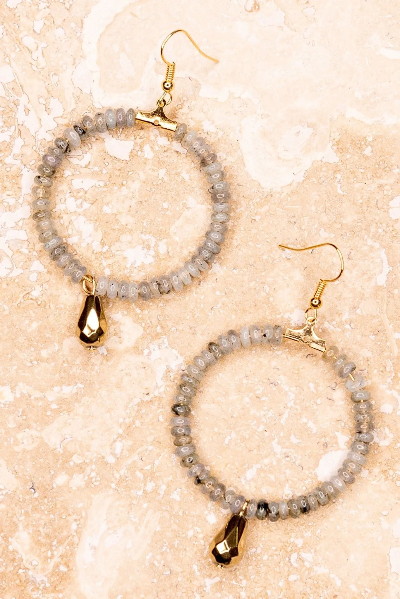 Fishhook Beaded Hoop Earrings