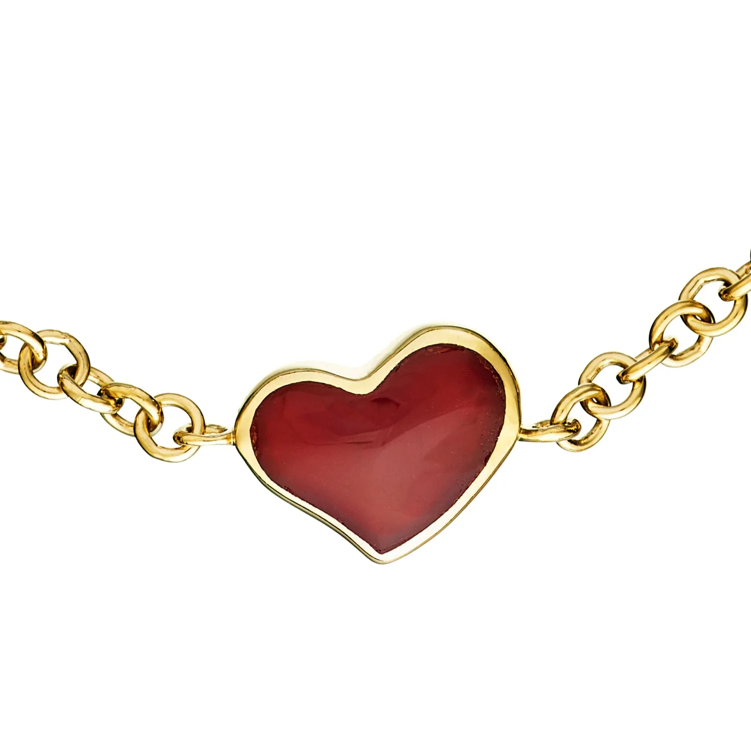 Five Station Gemstone Heart Sterling Silver Bracelet with 18K Gold Vermeil