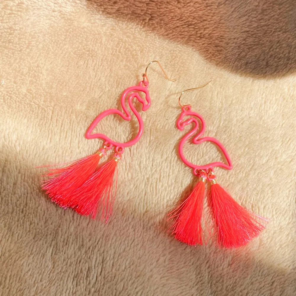 Flamingo Tassel Earrings