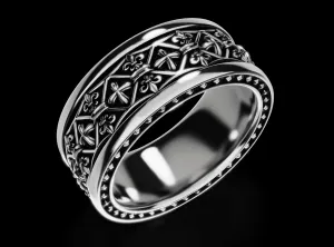 Fleur De Lis Cross Band Ring