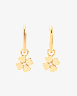 Flower Hoop Earrings - Gold