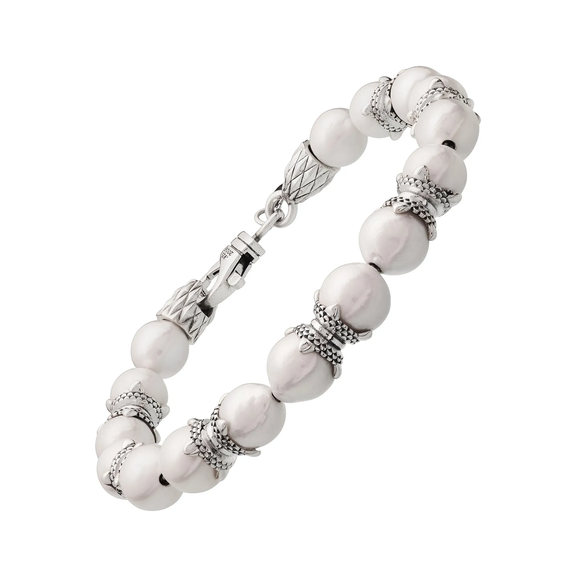 Freshwater Pearl Beaded Sterling Crown Bracelet