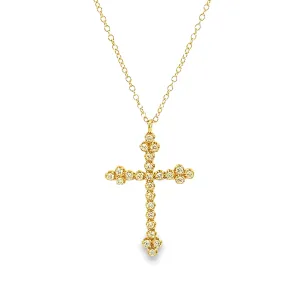 Gabriel & Co | 14K Yellow Gold Diamond Art Deco Cross Necklace