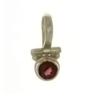 GEMSTONE GARNET ROUND W/ BAR BAIL 6 MM SS PENDANT