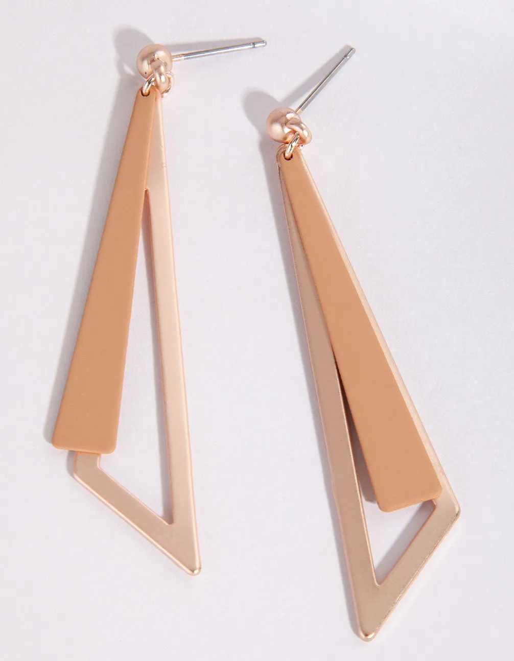 Geometric Rose Gold Rubber Drop Earrings