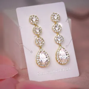 Gold Crystal Tea Drop Earrings - Nicole