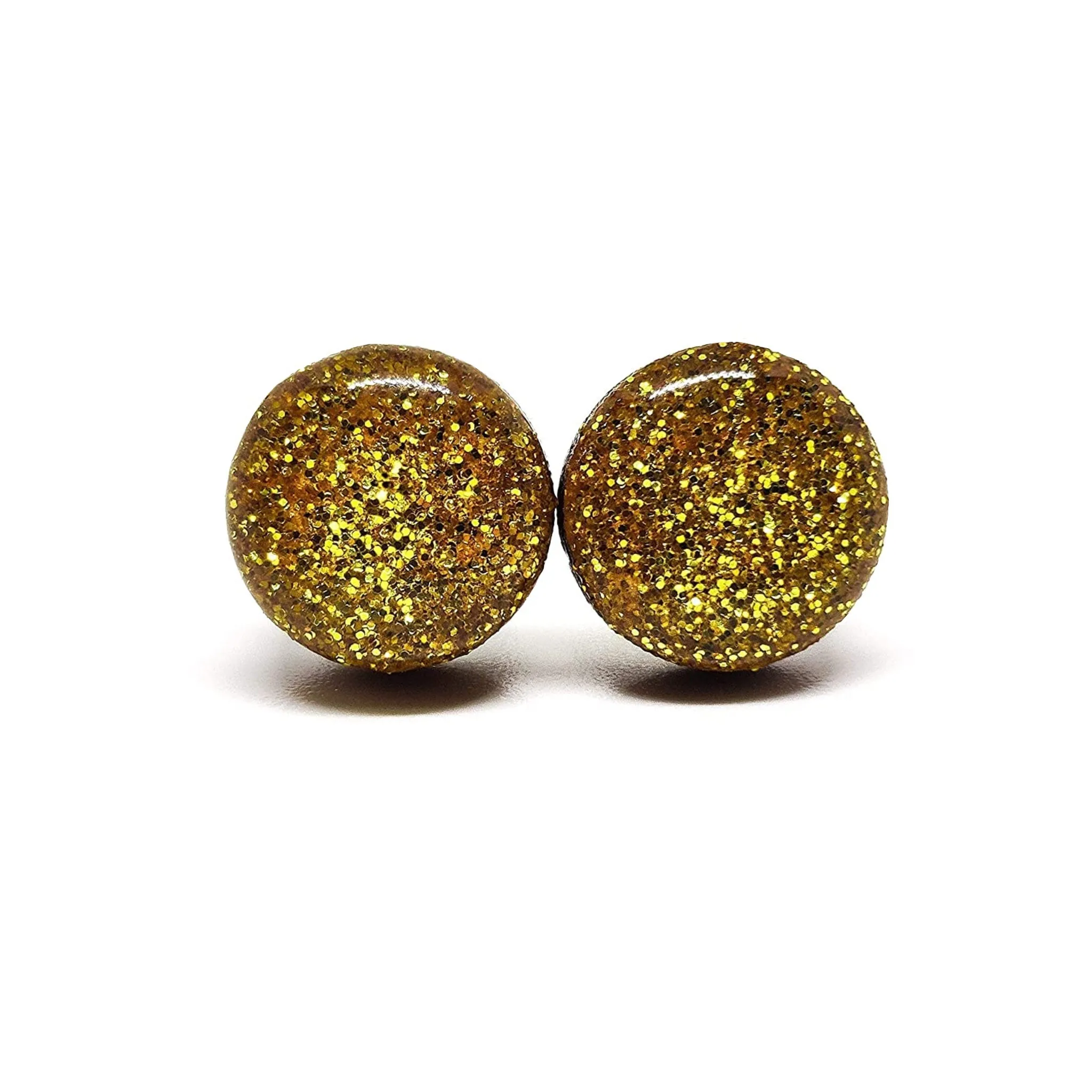 Gold Sparkle Stud Earrings by Candi Cove Designs