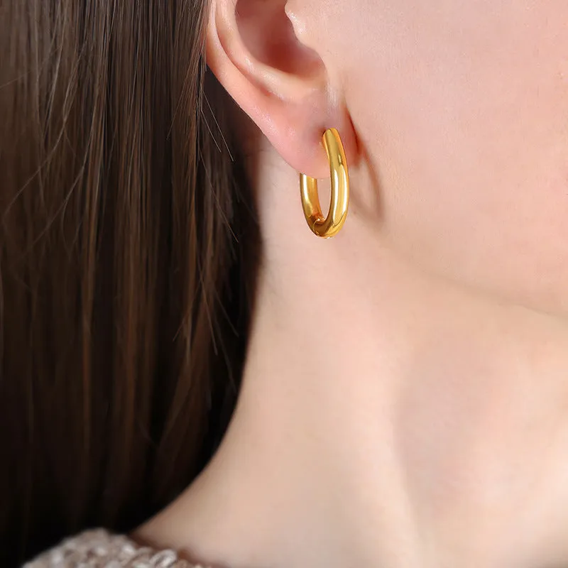 Golden Medieval Geometric U-Shaped Earrings - Fashionable Cross-Border Titanium Steel Jewelry